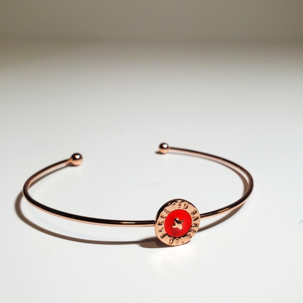 Ted Baker Elvas Rose Gold Flat CORAL Button Cuff Bracelet
